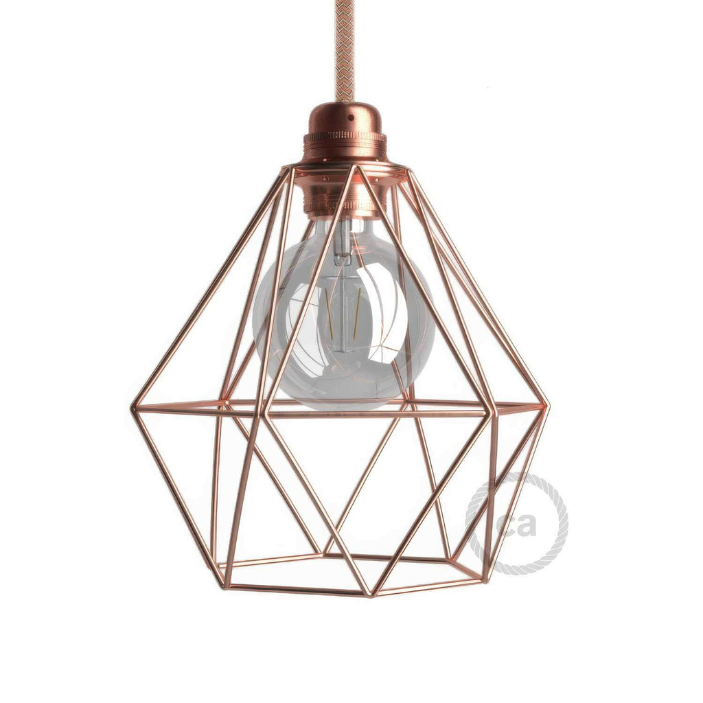 Lampenschirmgitter Diamond aus Metall mit E27-Fassung – Kupfer
