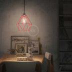 Metallschirm-Käfig Diamond mit E27-Fassung – Rot – Ansicht 2