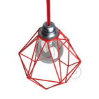 Metallschirm-Käfig Diamond mit E27-Fassung – Rot – Ansicht 3