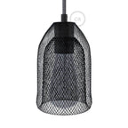 GhostBell Lampenschirm-Gitter aus Metall mit E27 Lampenfassungen-Kit – Schwarz