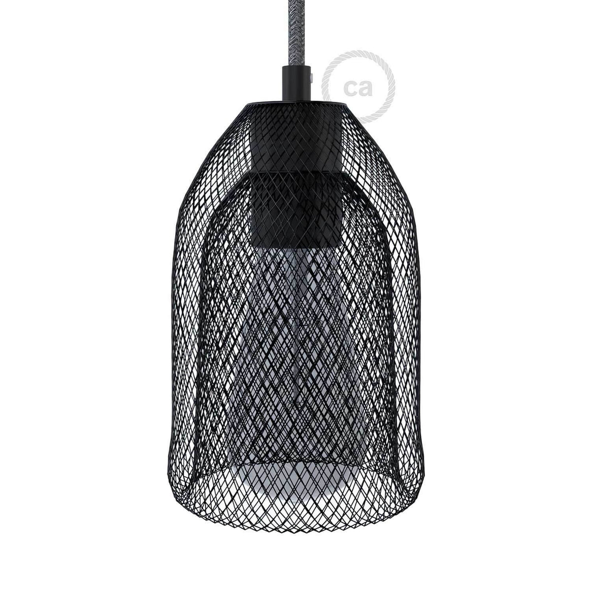 GhostBell Lampenschirm-Gitter aus Metall mit E27 Lampenfassungen-Kit – Schwarz