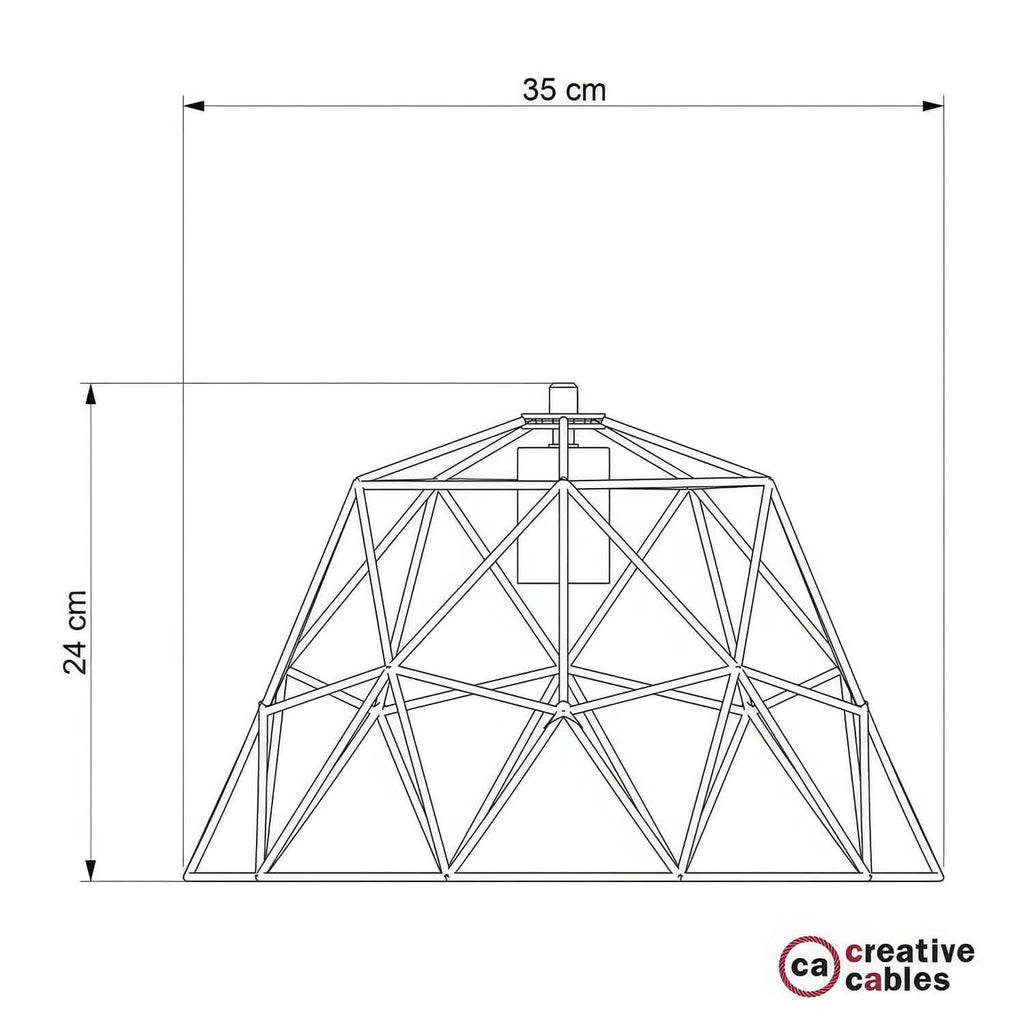 XL Käfig Lampenschirm Dome aus Metall mit E27 Lampenfassung - Weiß – Ansicht 4