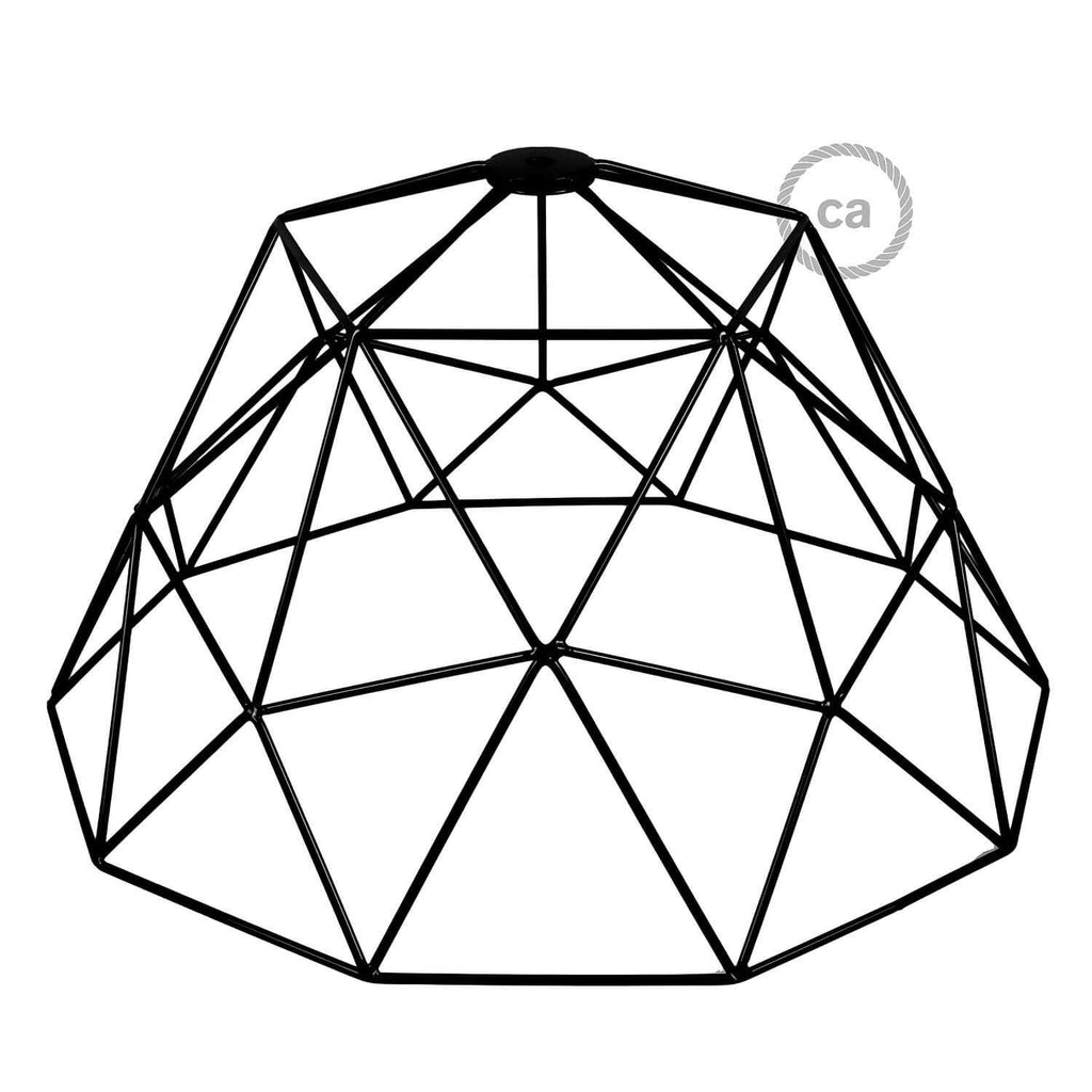 XL-Käfig-Lampenschirm Dome aus Metall mit E27 Lampenfassung - Schwarz – Ansicht 3