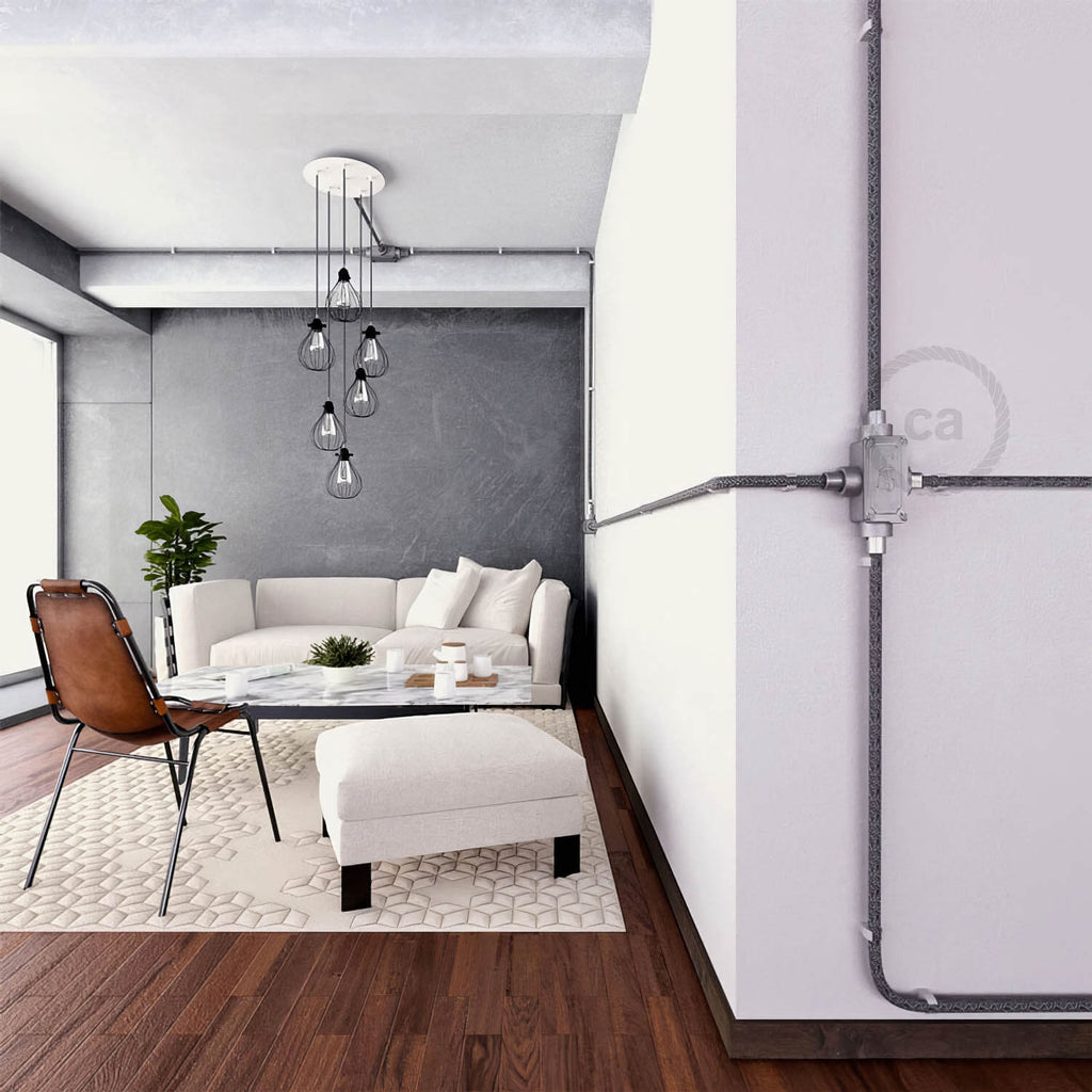 Abzweigstück mit vier Ausgängen in X-Form für Creative-Tube, Gehäuse aus Aluminium – Ansicht 2