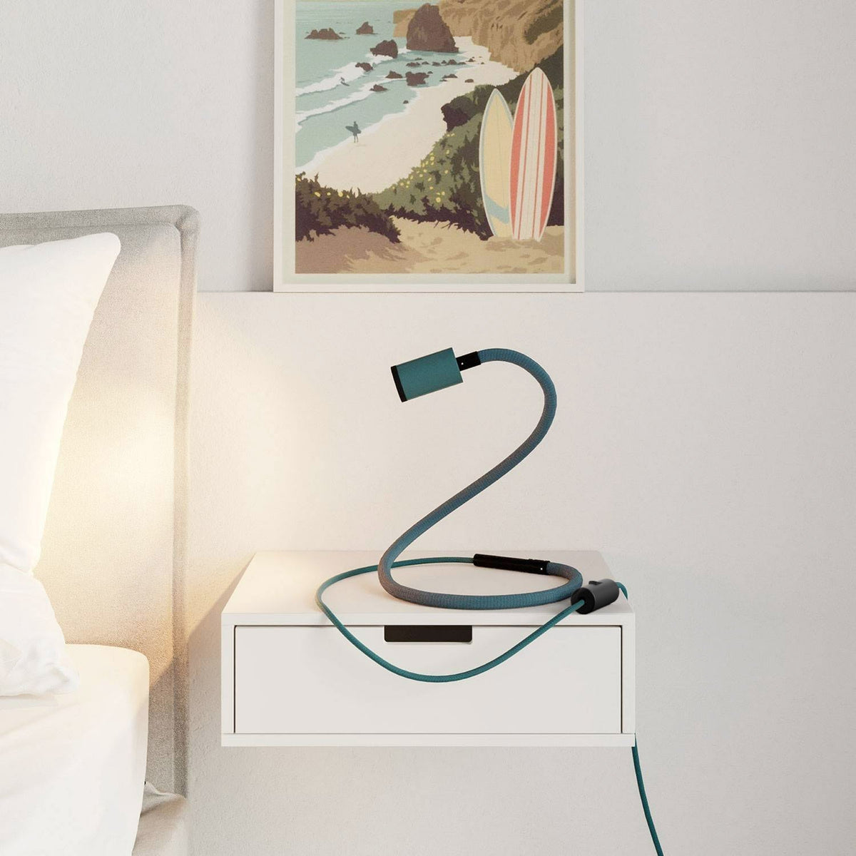 GU1d-one Pastel Gelenklampe ohne Basis mit Mini-LED-Spot – Petrol – Ansicht 2
