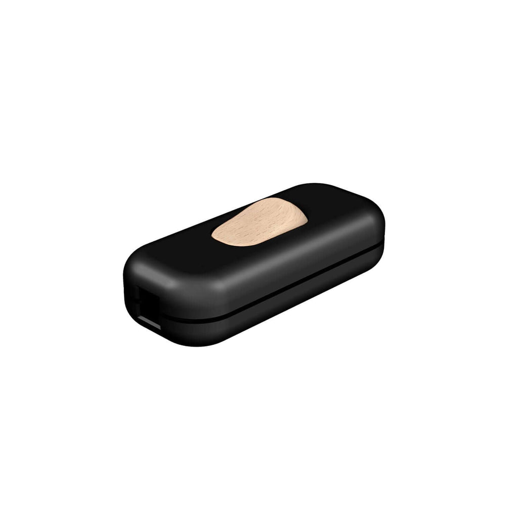 Schalter Unipolar Creative Switch Schwarz und Taste in Holzoptik – Ansicht 2