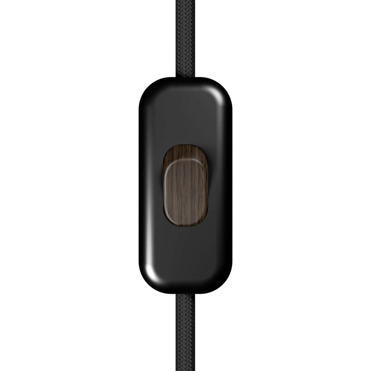 Einpoliger Creative Switch Schnurschalter Schwarz mit Wengé Look-Taste