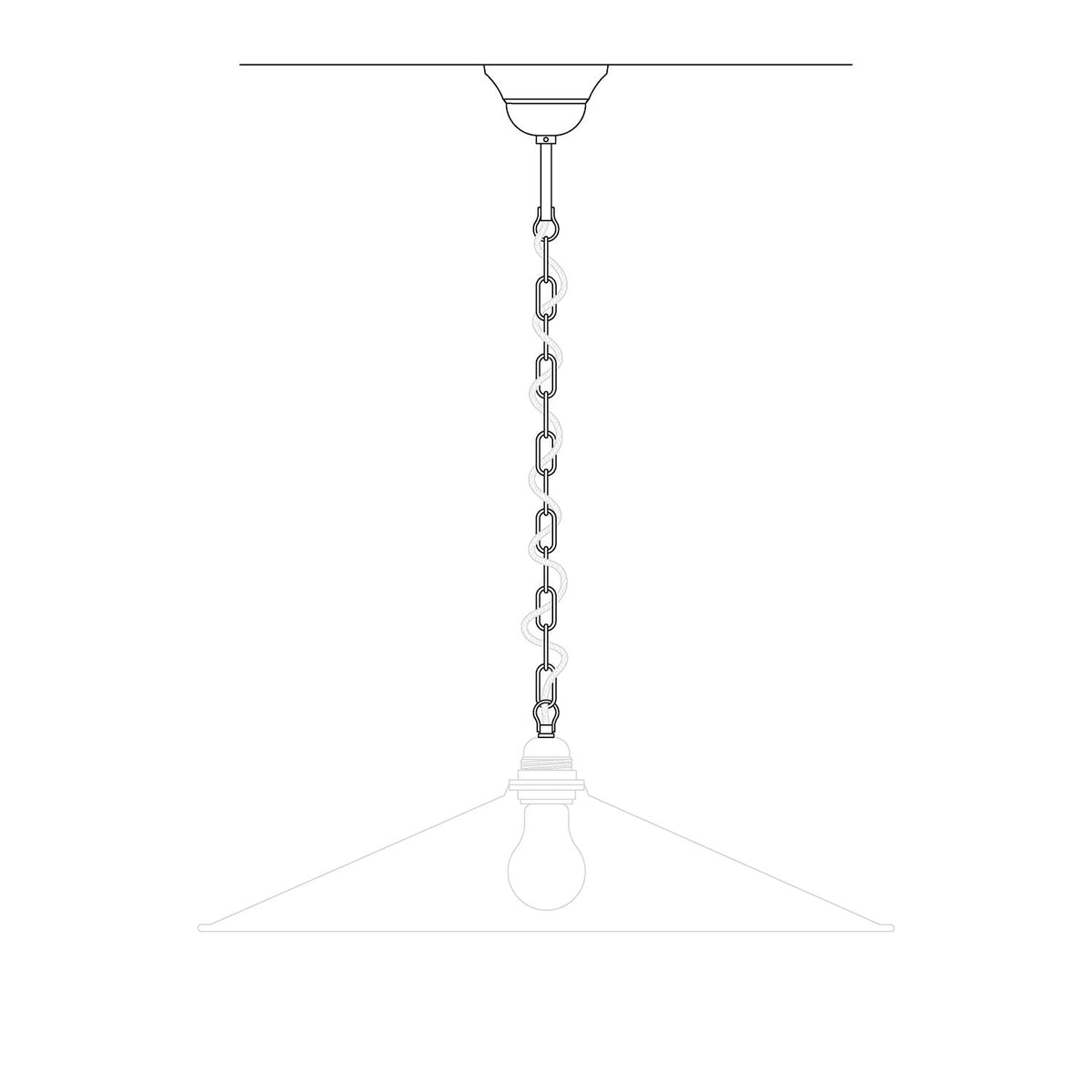 Komplett-Kit Vintage-Pendelleuchte: Lampenbaldachin aus Eisen und Genuesische Kette – 50 cm – Ansicht 5