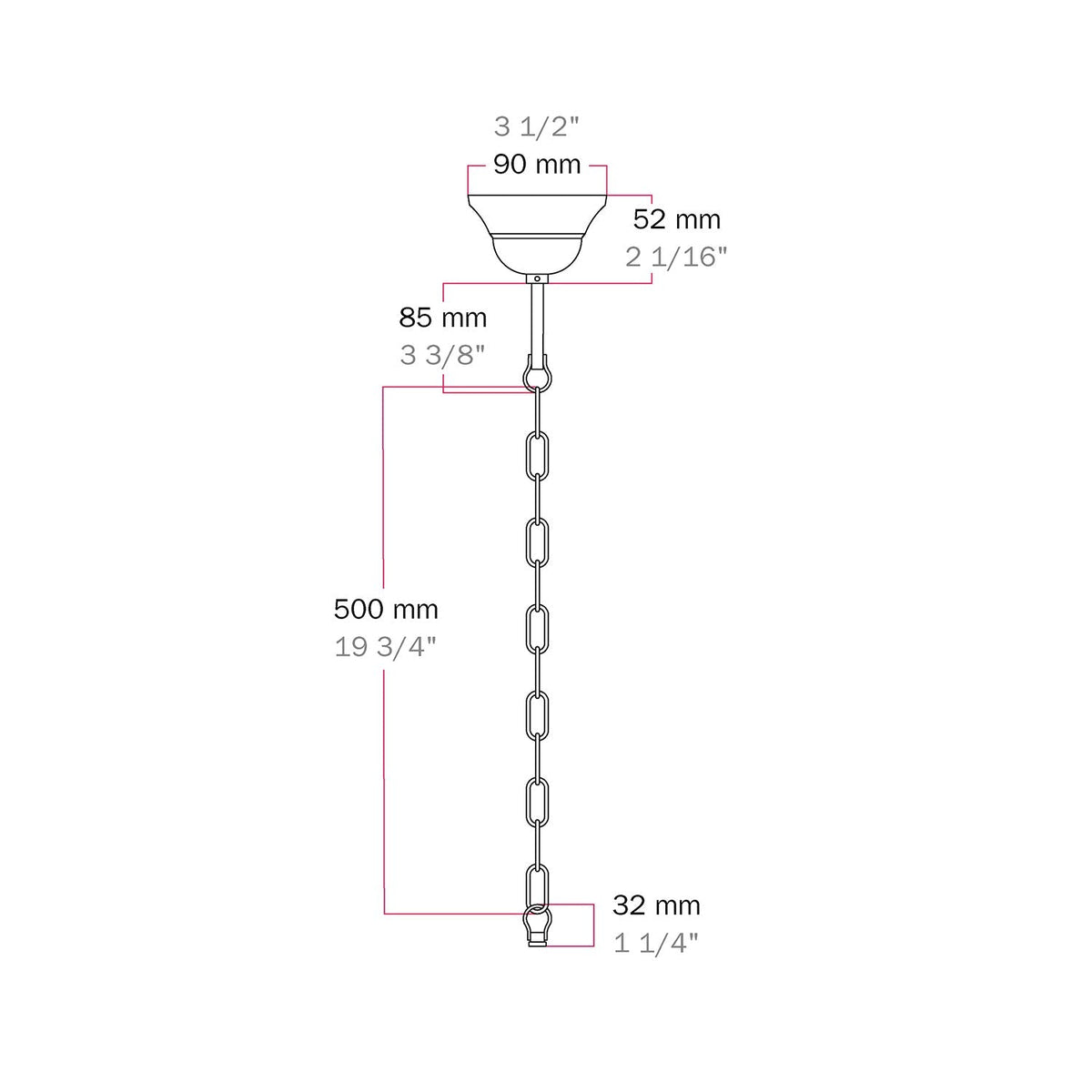 Komplett-Kit Vintage-Pendelleuchte: Lampenbaldachin aus Eisen und Genuesische Kette – 50 cm – Ansicht 6