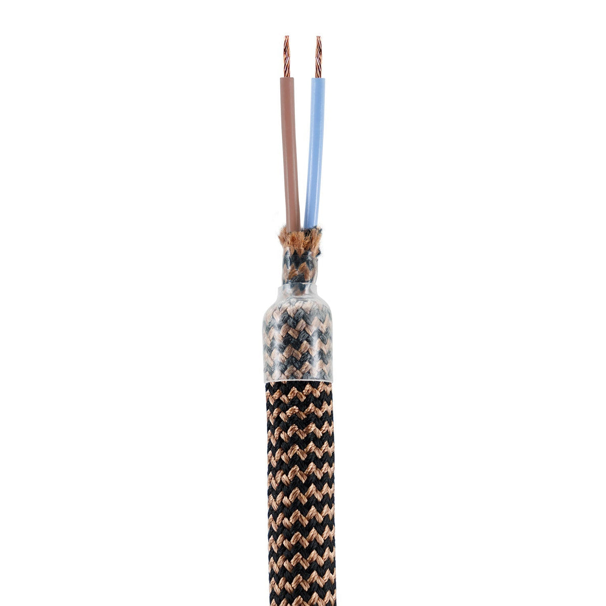 Creative Flex-Kit – flexibles Verlängerungsrohr, bezogen mit Stoff RZ22 Schwarz Whiskey und Metallendstücken – Ansicht 2