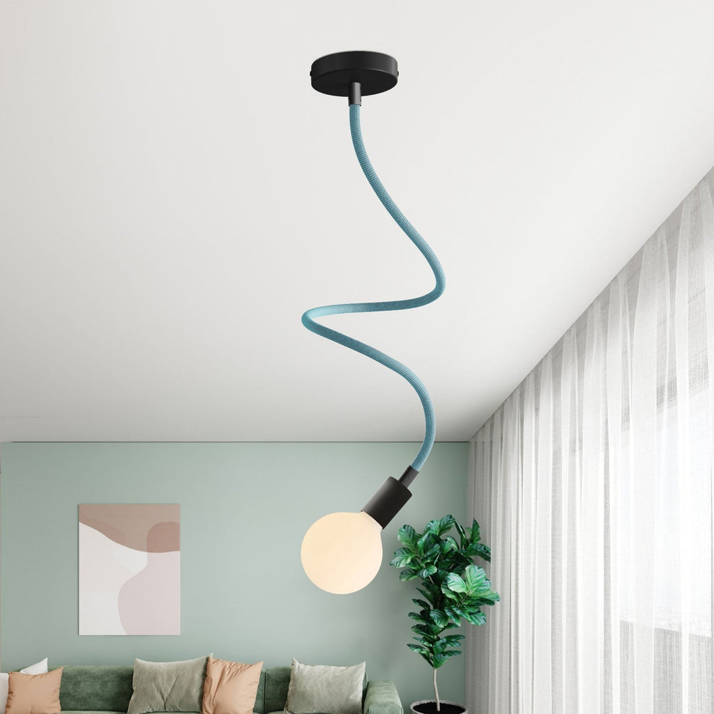 Creative Flex Set: Flexibler Stoffschlauch RM78 Petrol mit Metallabschlüssen – Ansicht 18