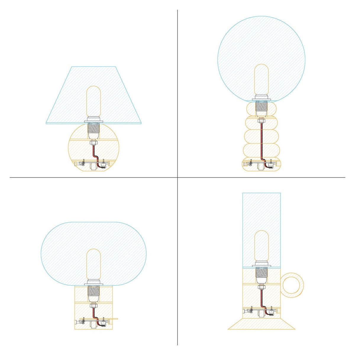 Elektronischer Bausatz für batteriebetriebene 5V‑USB‑C‑Lampen mit E14‑Lampenfassungen mit Gewinde – Weiß – Ansicht 6