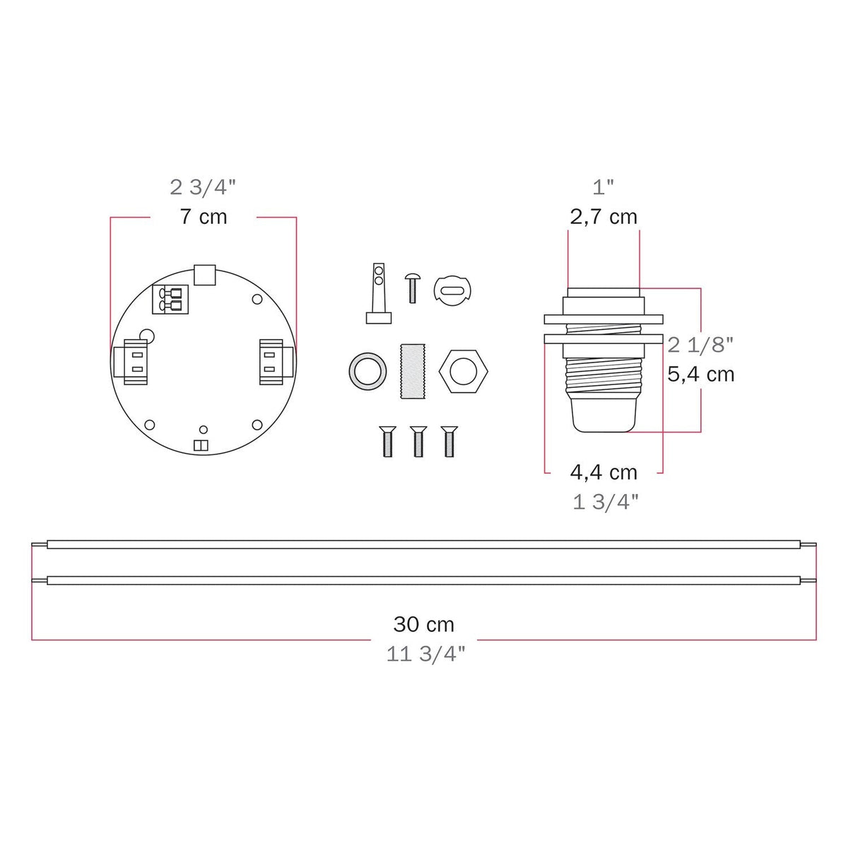 Elektronischer Bausatz für batteriebetriebene 5V‑USB‑C‑Lampen mit E14‑Lampenfassungen mit Gewinde – Schwarz – Ansicht 7