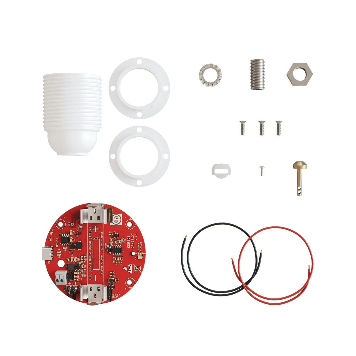 Elektronischer Bausatz für batteriebetriebene 5V-USB‑C‑Lampen mit E27-Lampenfassungen mit Gewinde – Weiß