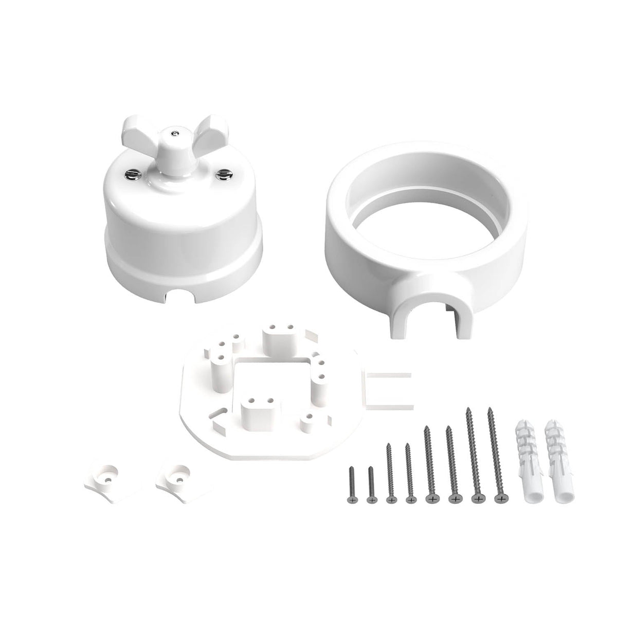 Schalter/Wechsler-Kit mit Flügelmutter und Basis für Creative-Tubes aus weißem Porzellan – Ansicht 3