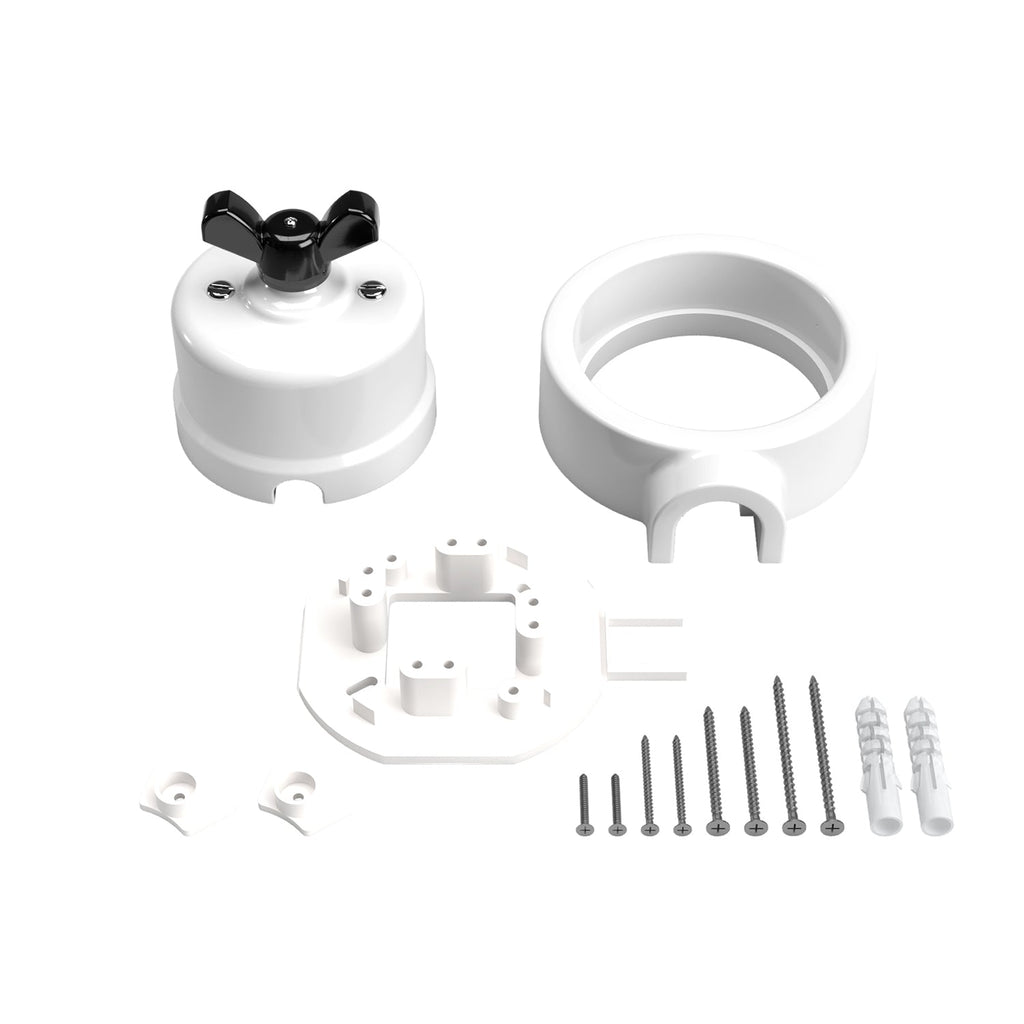 Schalter/Wechsler-Kit mit Flügelmutter und Basis für Creative-Tubes aus weißem Porzellan – Ansicht 31