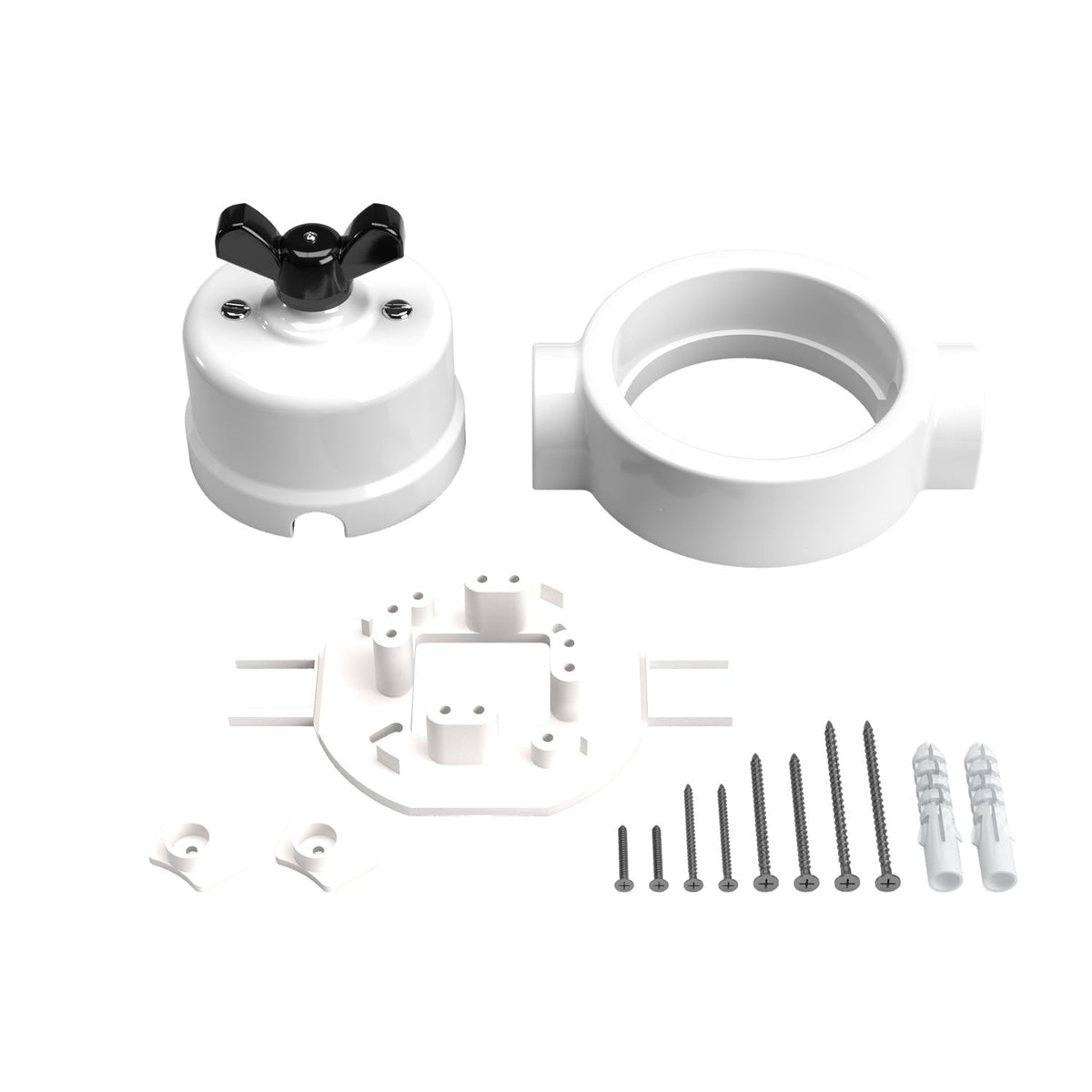 Schalter/Wechsler-Kit mit Flügelmutter und Basis für Creative-Tubes aus weißem Porzellan – Ansicht 41