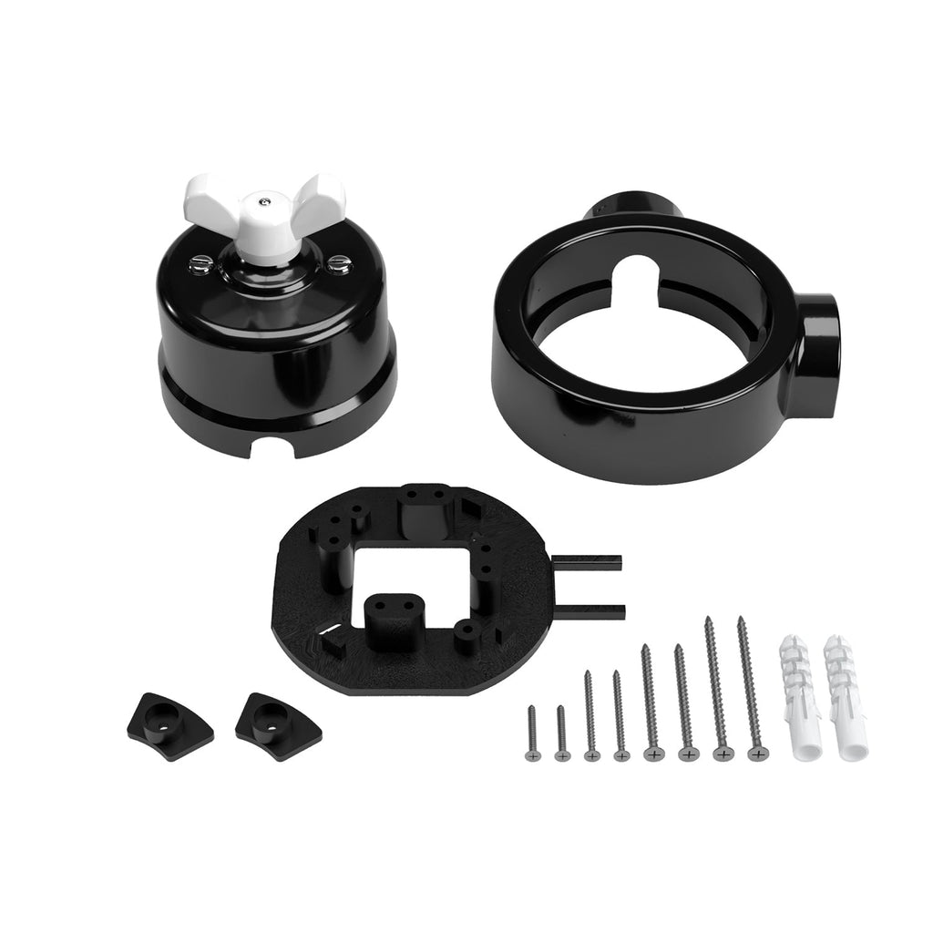 Schalter-/Wechselschalter-Set mit Flügelmutter und Sockel für Creative-Tubes aus schwarzem Porzellan – Ansicht 10