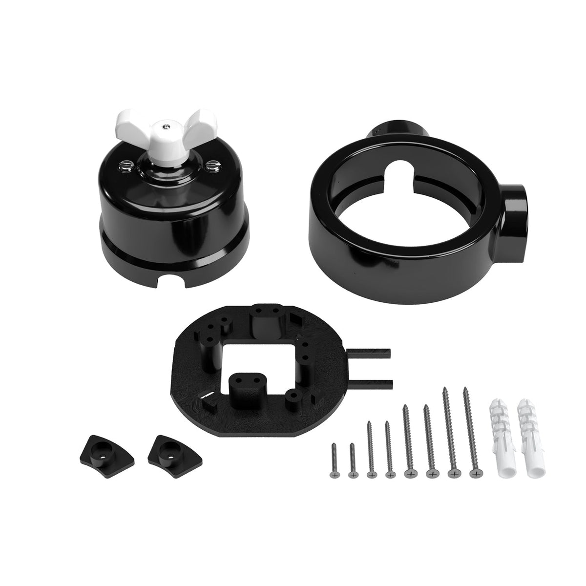 Schalter-/Wechselschalter-Set mit Flügelmutter und Sockel für Creative-Tubes aus schwarzem Porzellan – Ansicht 10
