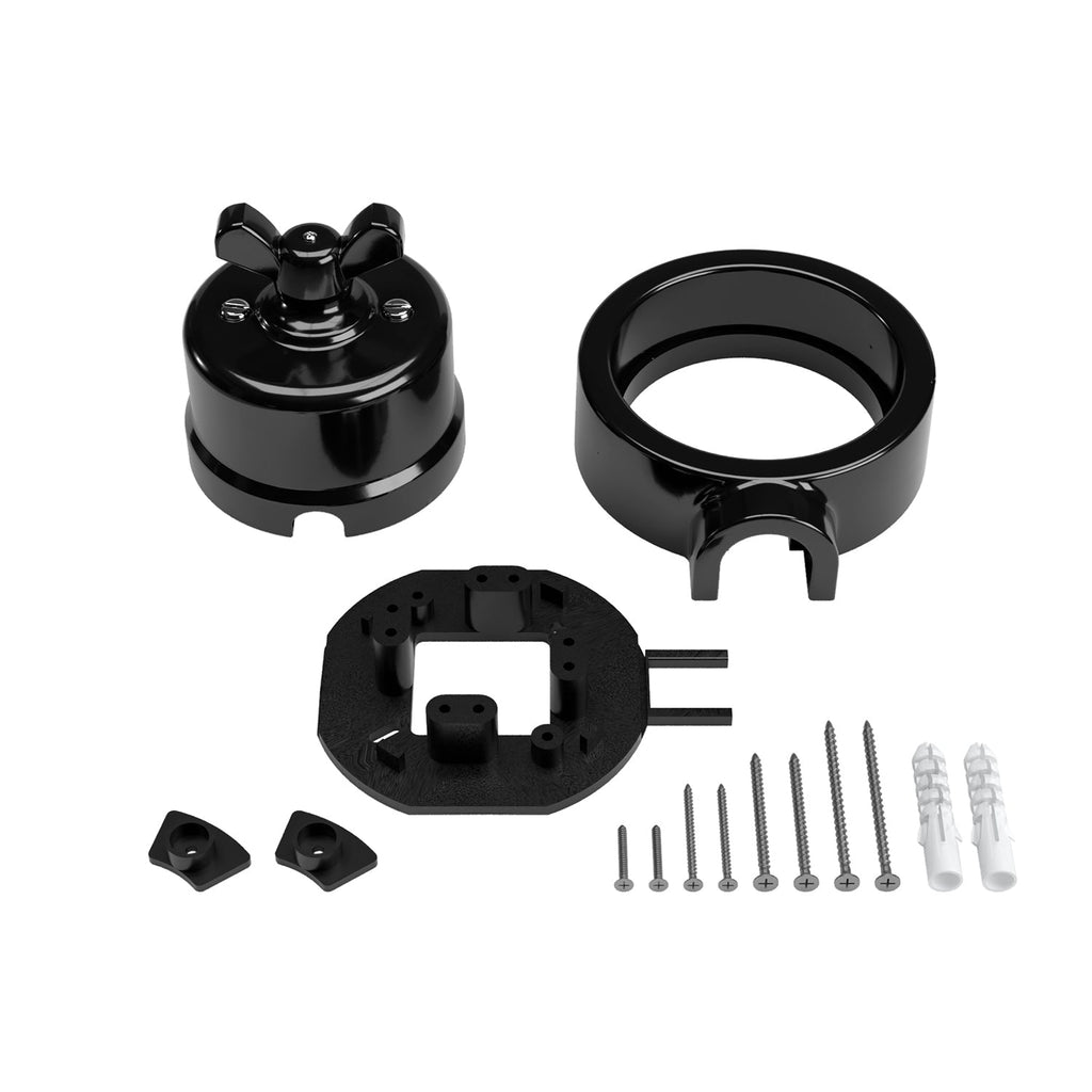Schalter-/Wechselschalter-Set mit Flügelmutter und Sockel für Creative-Tubes aus schwarzem Porzellan – Ansicht 31