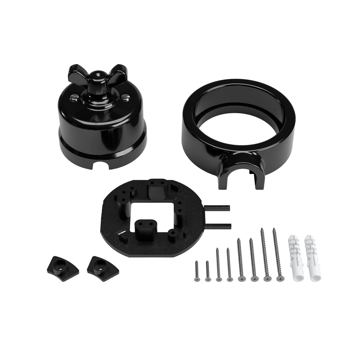 Schalter-/Wechselschalter-Set mit Flügelmutter und Sockel für Creative-Tubes aus schwarzem Porzellan – Ansicht 31