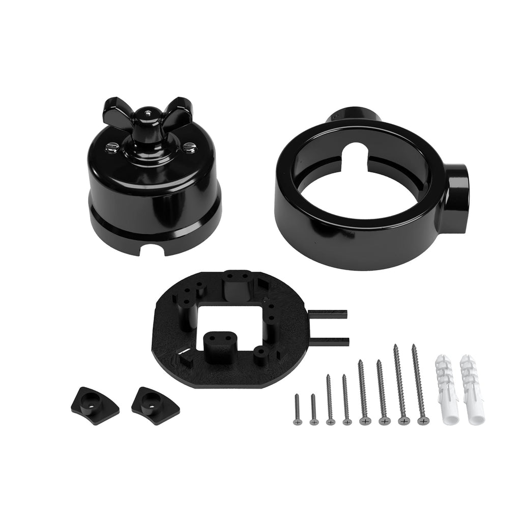 Schalter-/Wechselschalter-Set mit Flügelmutter und Sockel für Creative-Tubes aus schwarzem Porzellan – Ansicht 36
