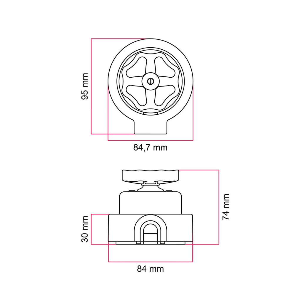 Dreh-/Wechselschalter-Set mit Knauf und Sockel für Creative-Tubes – Weißes Porzellan – Ansicht 6