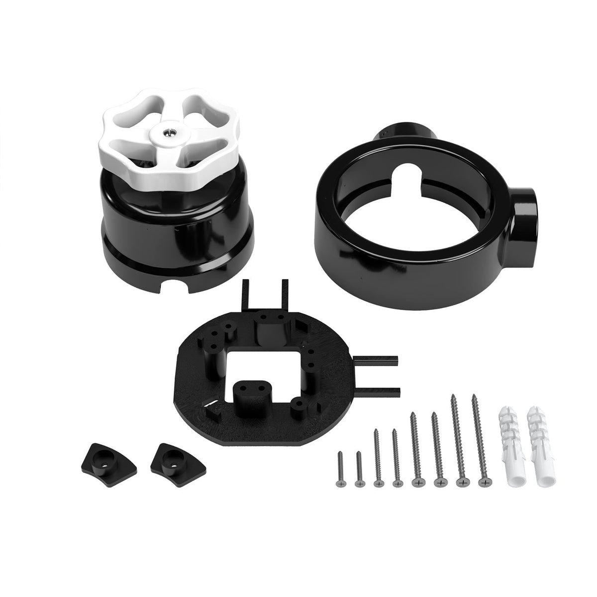 Schalter-/Wechsler-Kit mit Drehknopf und Sockel für Creative-Tubes in schwarzer Porzellan – Ansicht 10