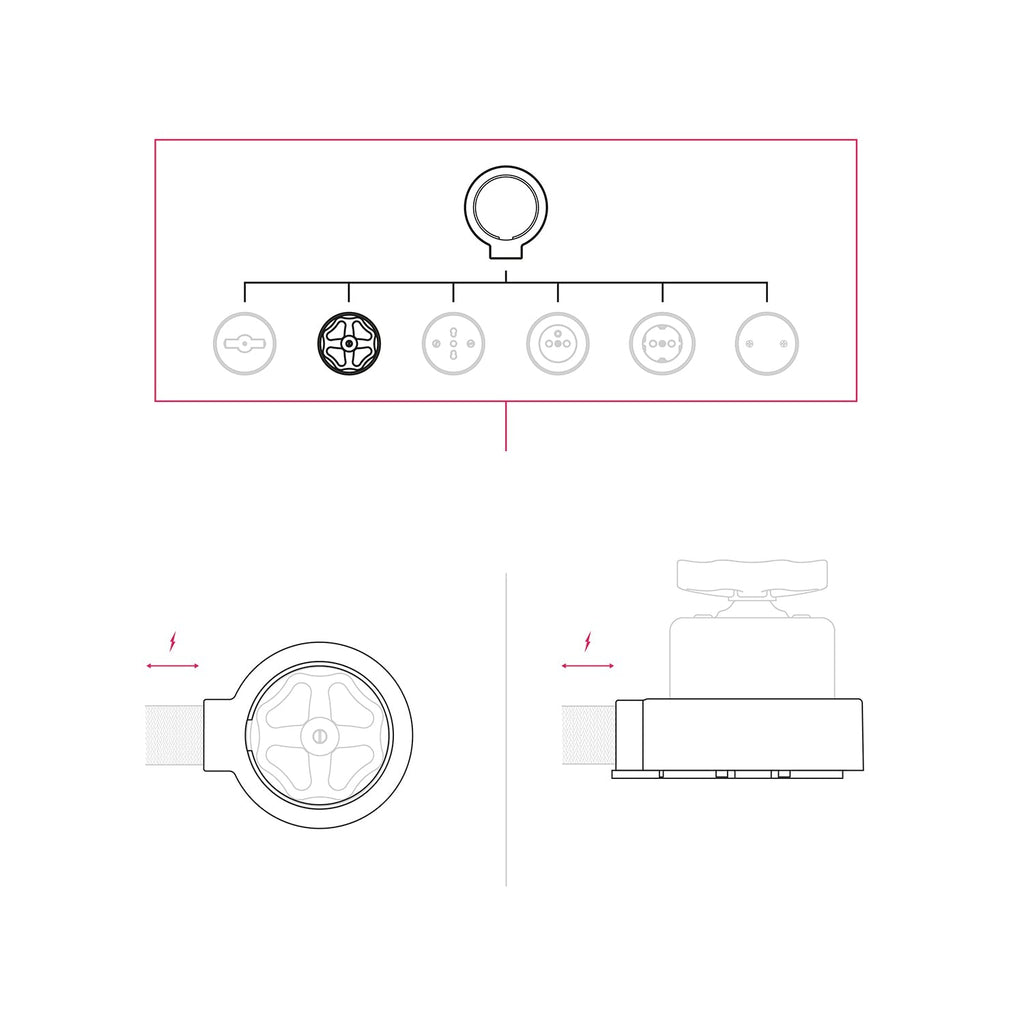 Schalter-/Wechsler-Kit mit Drehknopf und Sockel für Creative-Tubes in schwarzer Porzellan – Ansicht 7