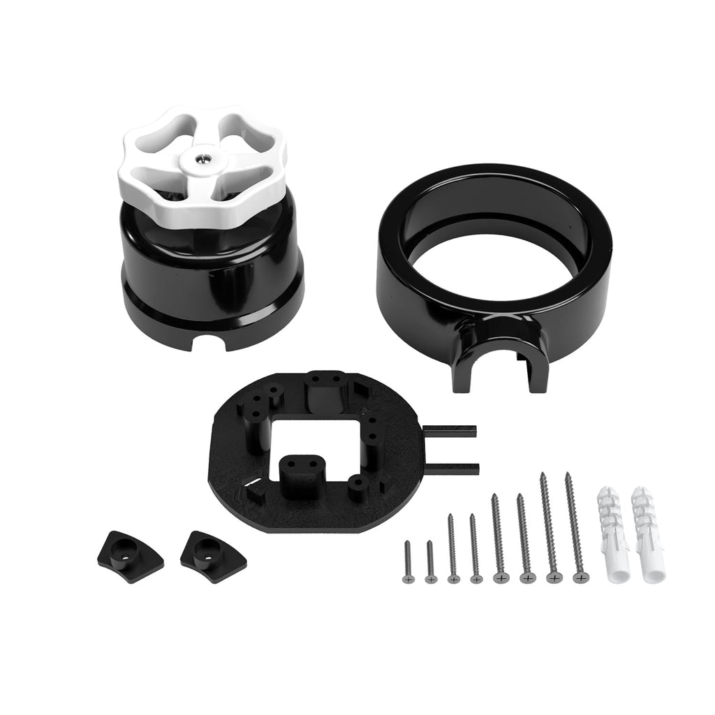Schalter-/Wechsler-Kit mit Drehknopf und Sockel für Creative-Tubes in schwarzer Porzellan – Ansicht 3