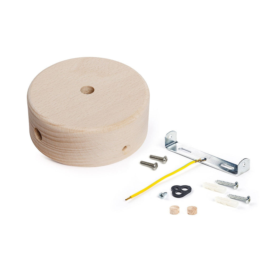 Mini-Zylinderbaldachin-Kit aus Holz mit 1 Mittel- und 2 Seitenlöchern – Natur – Ansicht 3