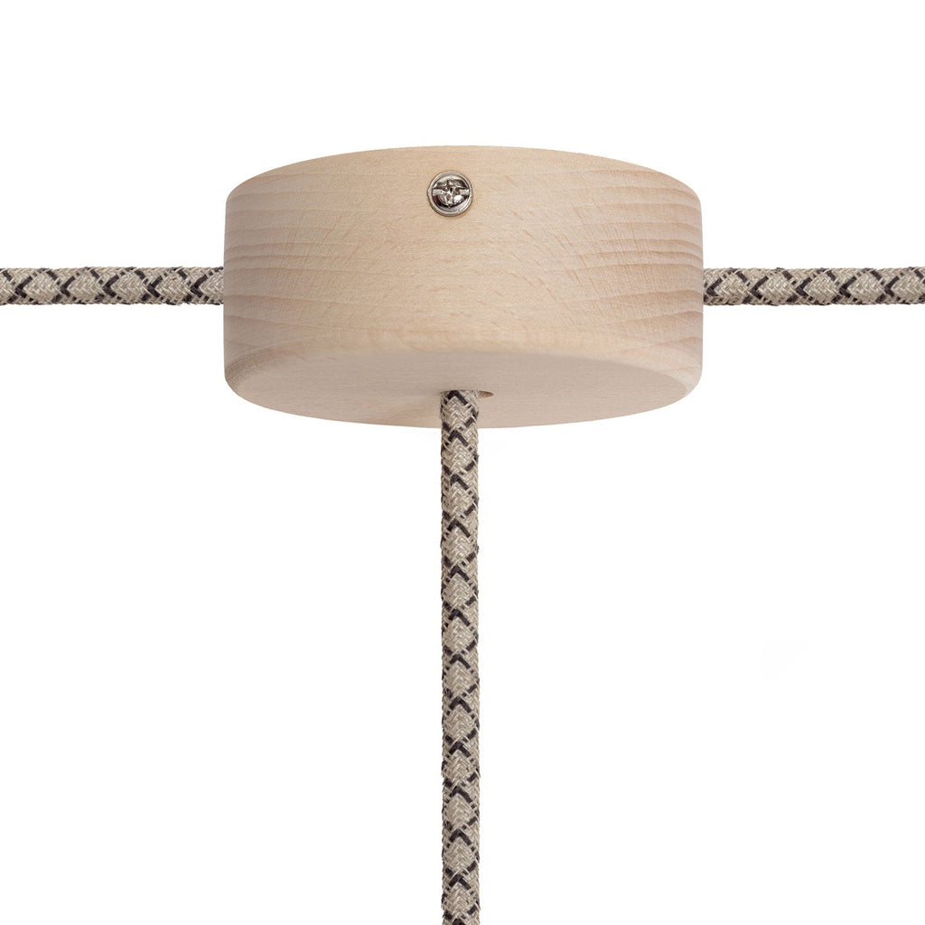 Mini-Zylinderbaldachin-Kit aus Holz mit 1 Mittel- und 2 Seitenlöchern – Natur