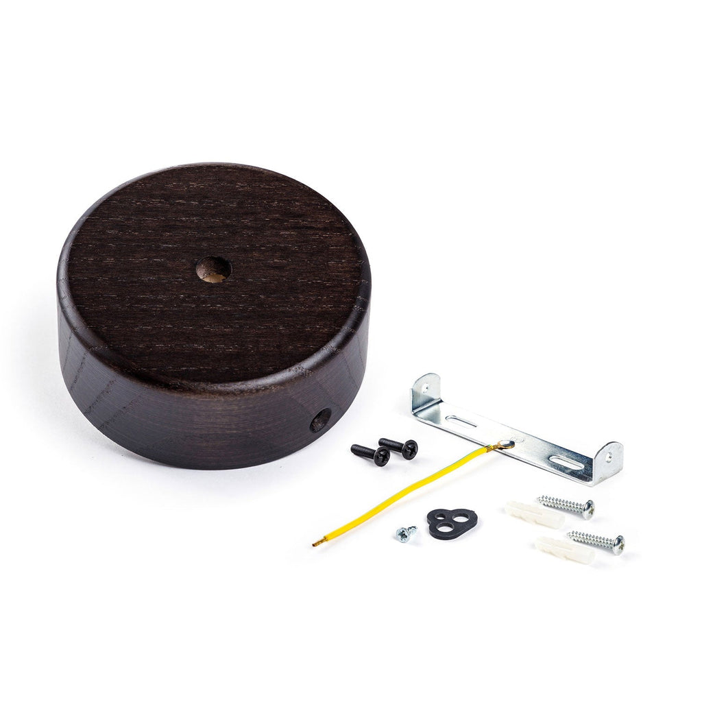 Mini Lampenbaldachin-Kit aus Holz, zylindrisch, mit 1 zentralem Loch – Wengé-Effekt – Ansicht 3