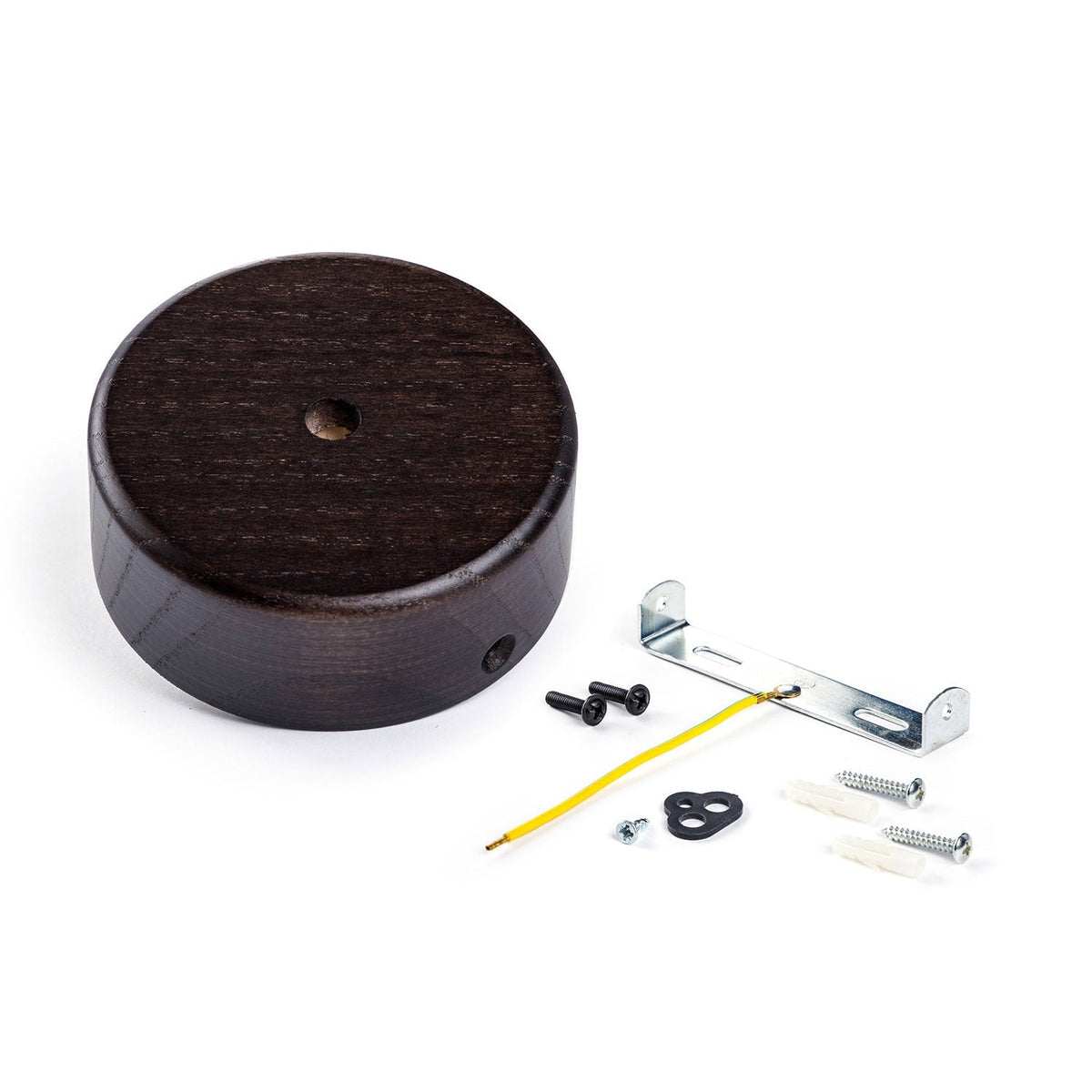 Mini Lampenbaldachin-Kit aus Holz, zylindrisch, mit 1 zentralem Loch – Wengé-Effekt – Ansicht 3