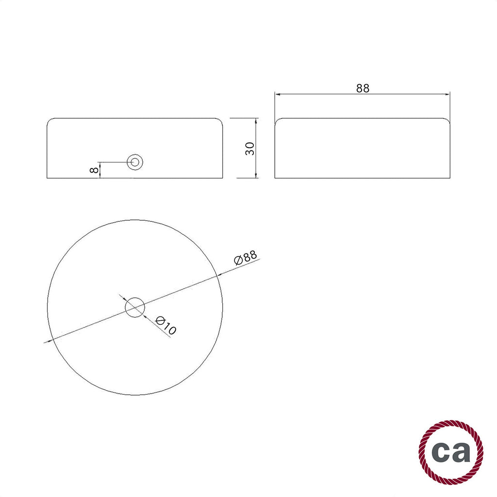 Mini Lampenbaldachin-Kit aus Holz, zylindrisch, mit 1 zentralem Loch – Wengé-Effekt – Ansicht 4