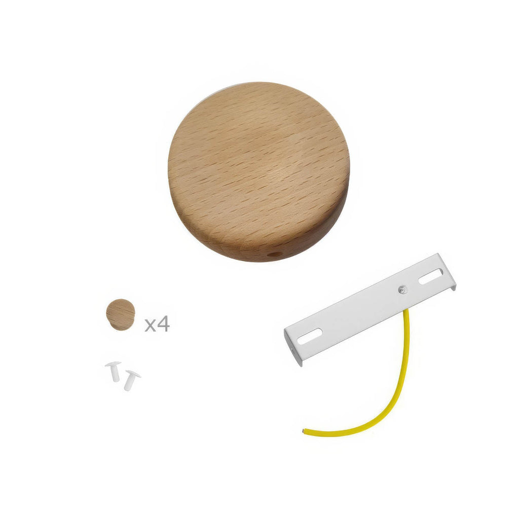 Mini Zylinderrosette aus Holz mit 4 seitlichen Löchern (Verteilerdose) – Neutral – Ansicht 3