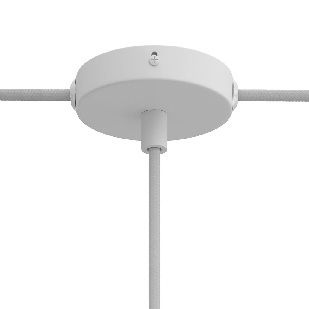 Mini-Kit zylindrische Rosette aus Metall mit 1 zentralem und 2 seitlichen Löchern – Mattweiß – Ansicht 4