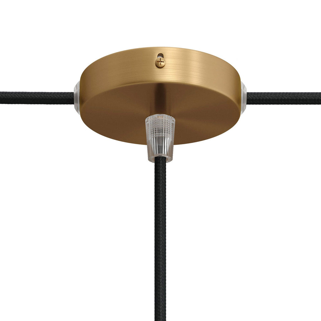 Mini Zylinder-Baldachin-Set aus Metall mit 1 zentralem und 2 seitlichen Löchern – Satinbronze