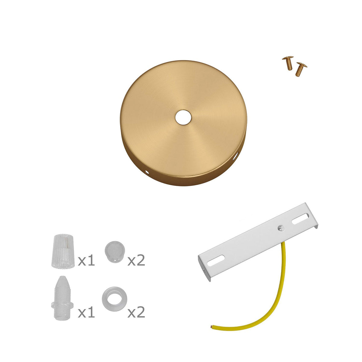 Mini Zylinder-Baldachin-Set aus Metall mit 1 zentralem und 2 seitlichen Löchern – Satinbronze – Ansicht 3