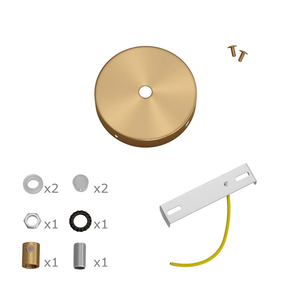 Mini Zylinder-Baldachin-Set aus Metall mit 1 zentralem und 2 seitlichen Löchern – Satinbronze – Ansicht 7