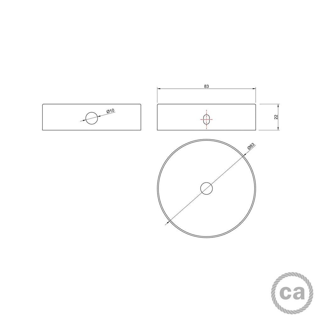 Mini-zylindrisches Metall-Baldachin-Kit mit 1 mittigem und 2 seitlichen Löchern – Satin-Kupfer – Ansicht 4