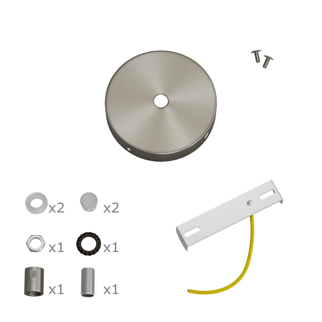 Mini-Zylinderbaldachin-Kit aus Metall mit 1 zentralem und 2 seitlichen Löchern – Satin-Titanium – Ansicht 7