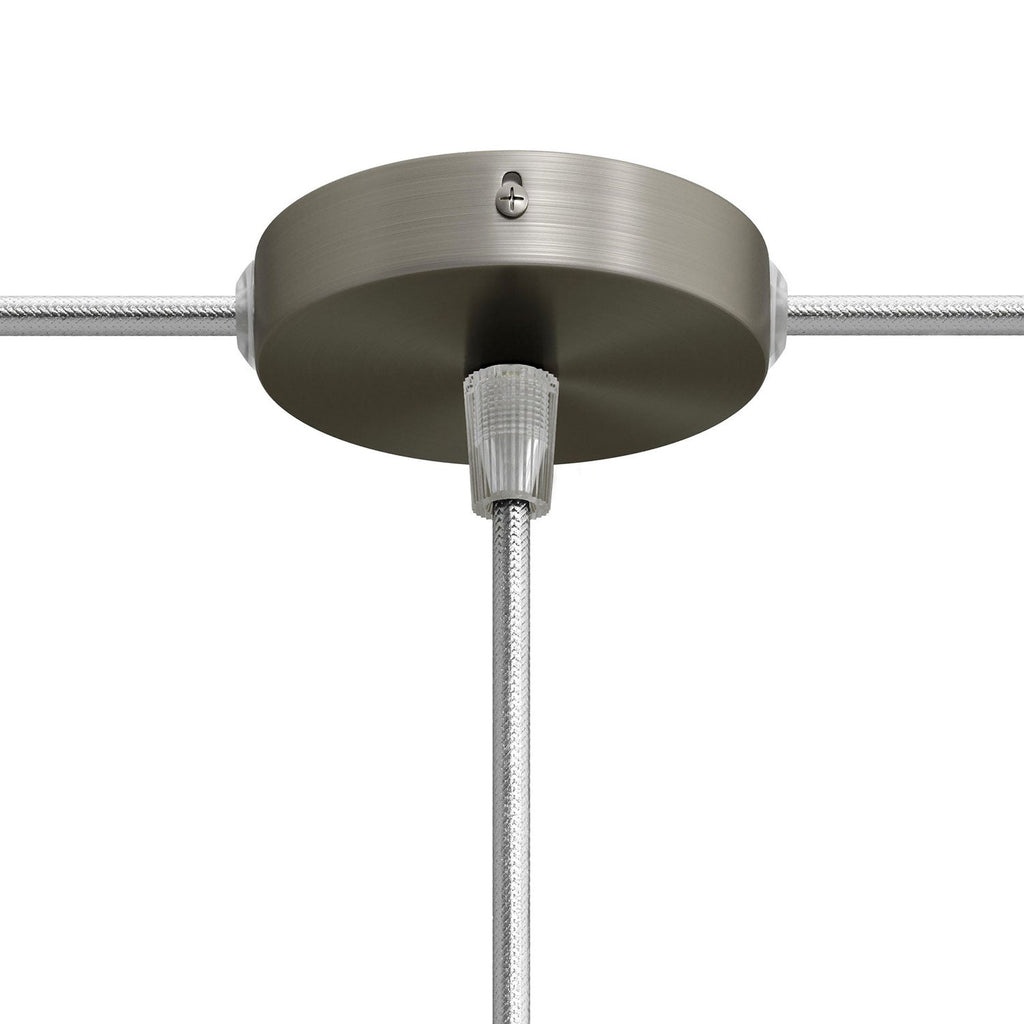 Mini-Zylinderbaldachin-Kit aus Metall mit 1 zentralem und 2 seitlichen Löchern – Satin-Titanium