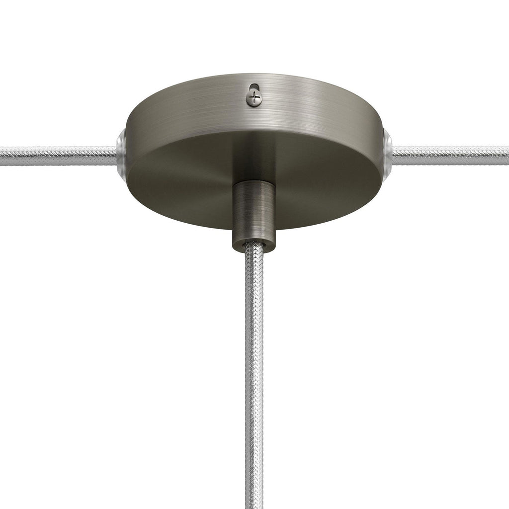 Mini-Zylinderbaldachin-Kit aus Metall mit 1 zentralem und 2 seitlichen Löchern – Satin-Titanium – Ansicht 5