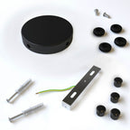 Mini-Baldachin-Kit aus Metall, zylindrisch, mit 4 seitlichen Löchern (Abzweigdose) – Matt Schwarz – Ansicht 3
