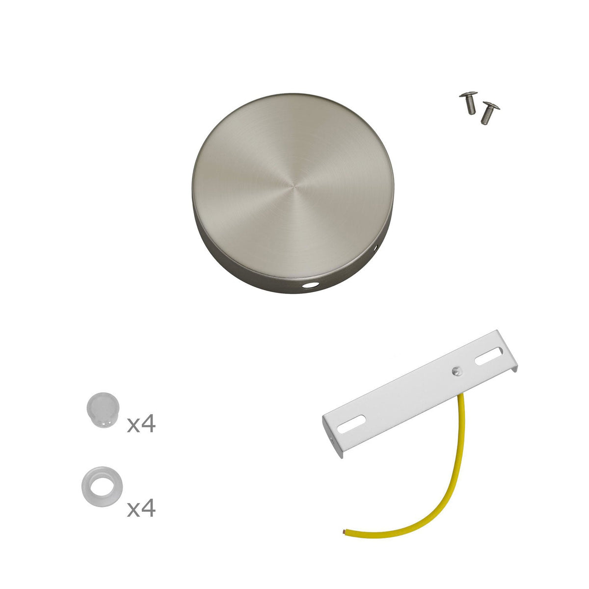 Mini Baldachin-Kit aus Metall, zylindrisch, mit 4 seitlichen Löchern (Verteilerdose) – Satiniertes Titan – Ansicht 3