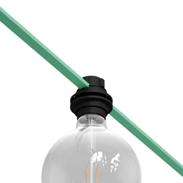 Fassungskit mit Doppelring für Lampenschirm E27 und Lumet-Lichterkettensystem aus schwarzem Thermoplast