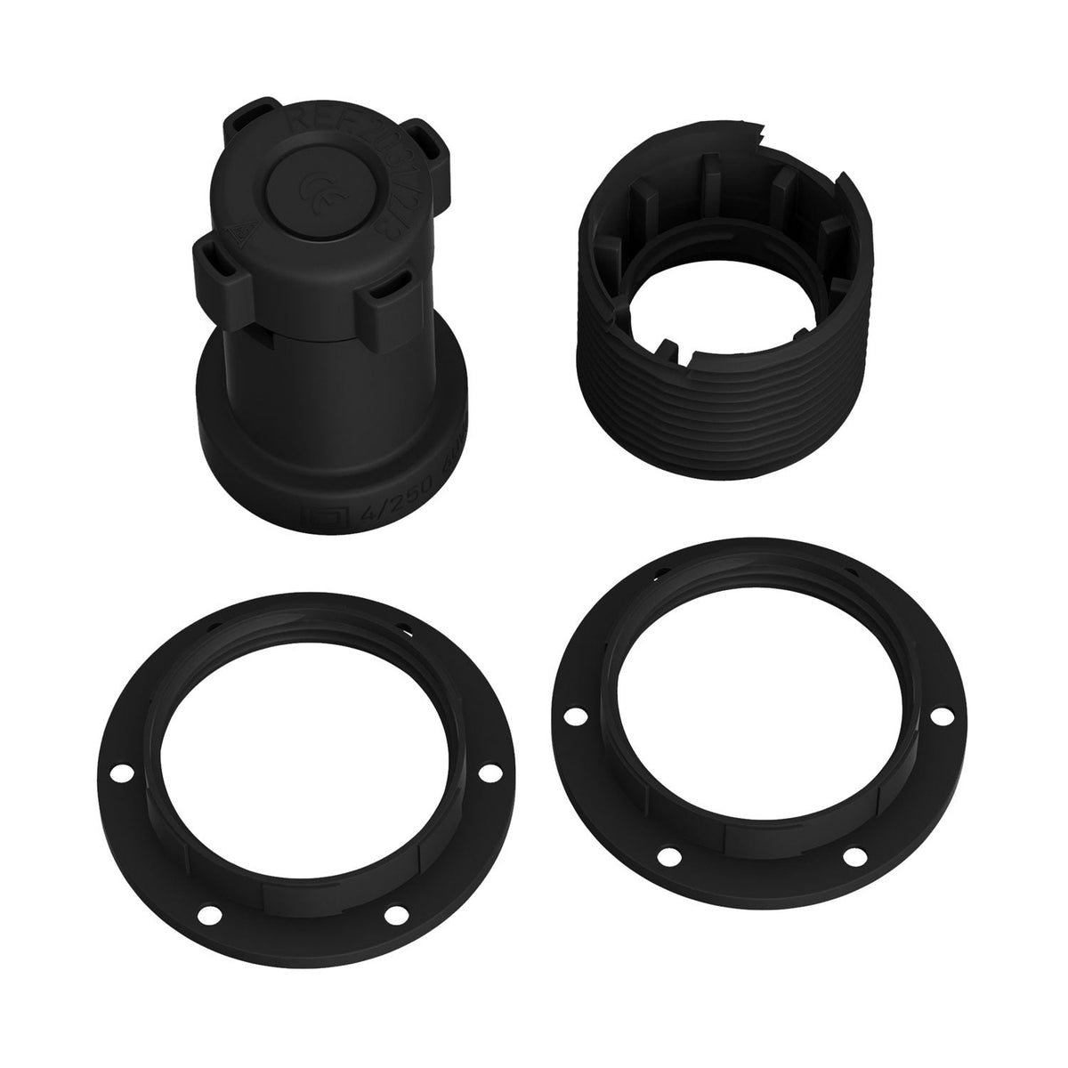 Fassungskit mit Doppelring für Lampenschirm E27 und Lumet-Lichterkettensystem aus schwarzem Thermoplast – Ansicht 3