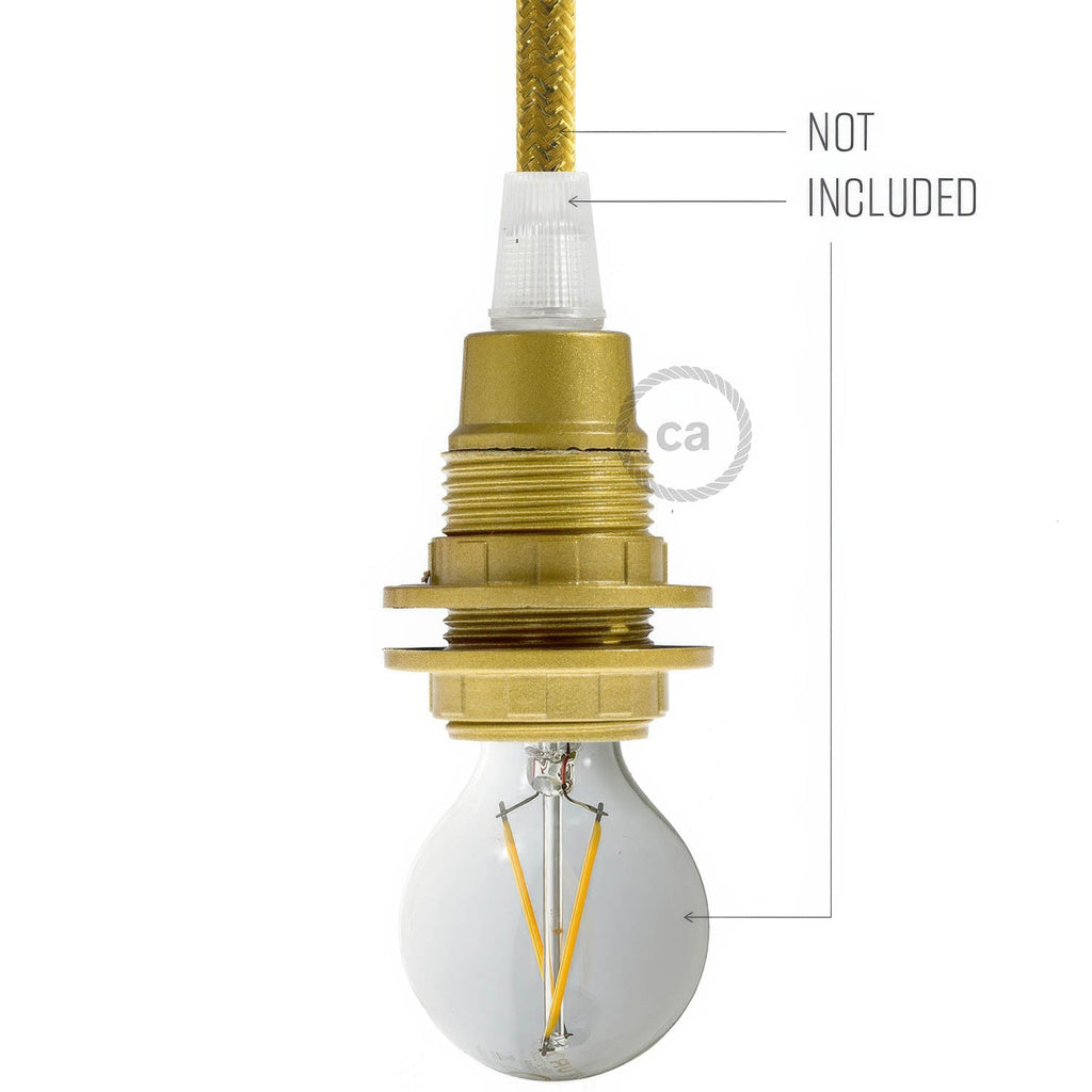 E14-Lampenfassung-Set aus Bakelit mit Doppelmutter für Lampenschirm – Gold – Ansicht 3