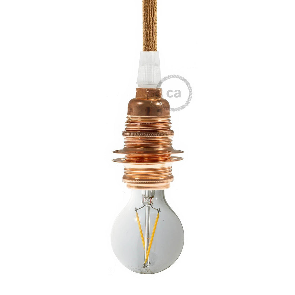 E14-Lampenfassungssatz aus Metall mit Doppelmutter für Lampenschirm – Kupfer